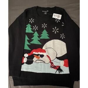 Ugly Christmas Sweater Funny Melting Snowman Holiday Xmas Winter NEW With Tags
